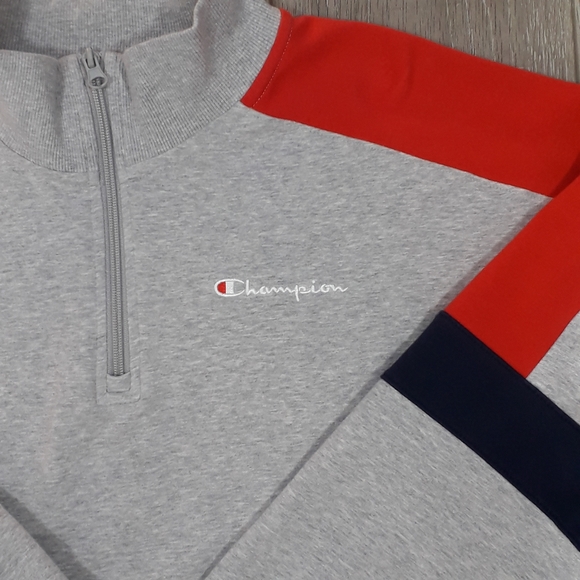 Champion Quarter Zip color block gray sweatshirt - Picture 6 of 16